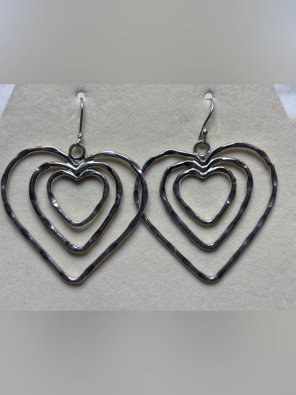 Free People Sterling Silver Hammered Metal Heart Earrings $98 HOB